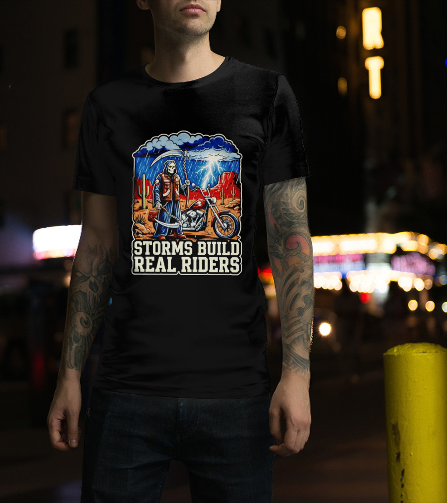 Real Riders Grim Reaper Motorcycle Storm Adventure T-Shirt