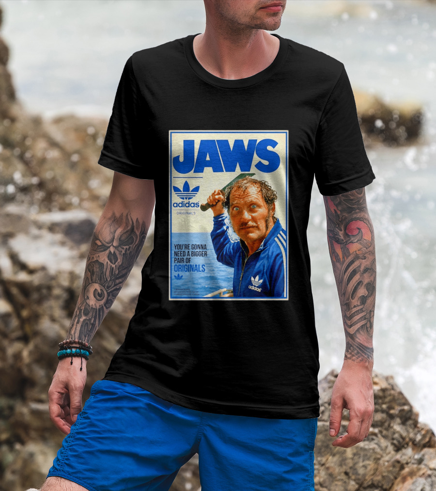 Jaws Adidas Originals You're Gonna Need A Bigger Pair Quint Machete T-Shirt
