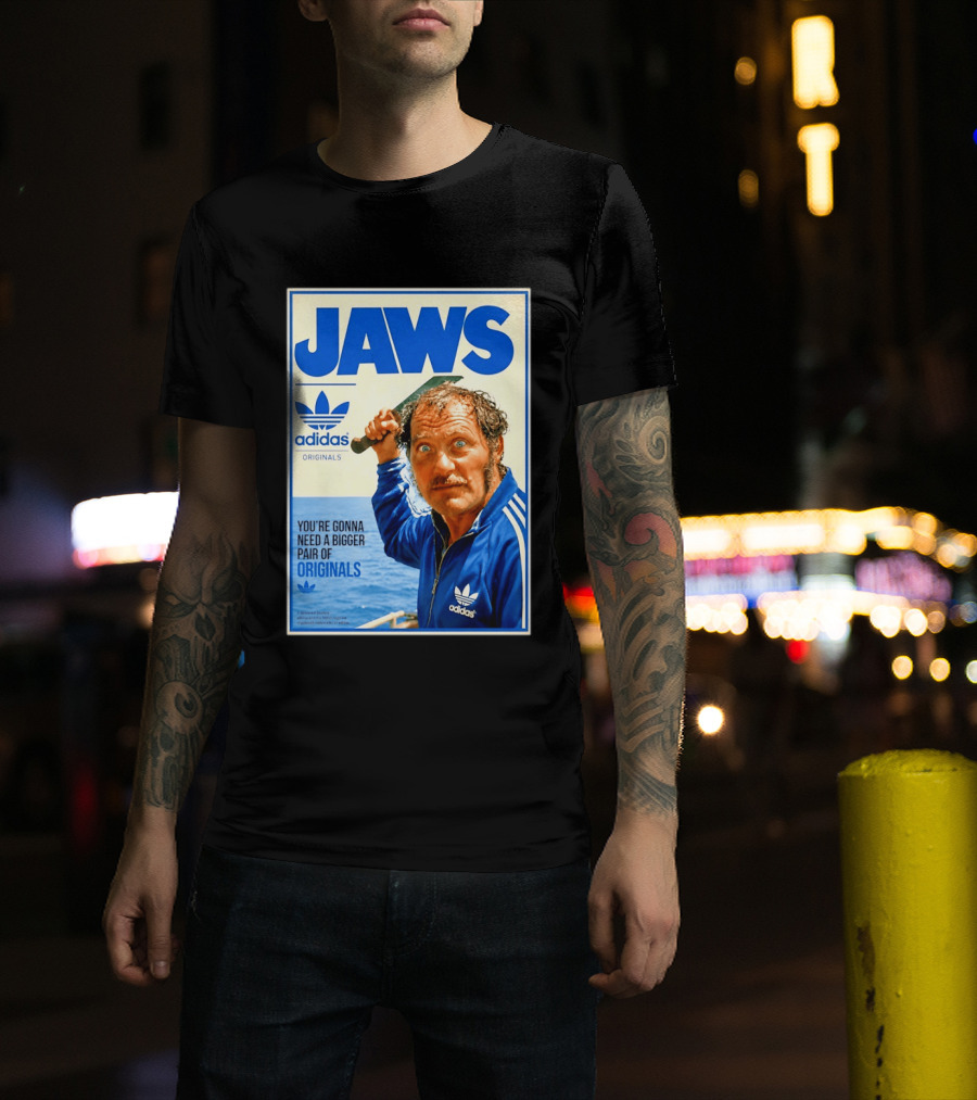 Jaws Adidas Originals You're Gonna Need A Bigger Pair Quint Machete T-Shirt