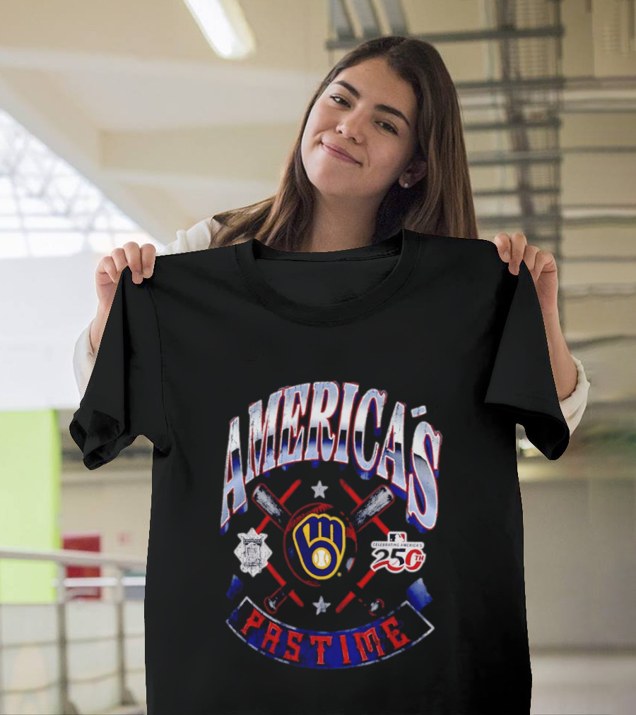 America's Pastime Milwaukee Brewers Celebrating America's 250th Baseball T-Shirt