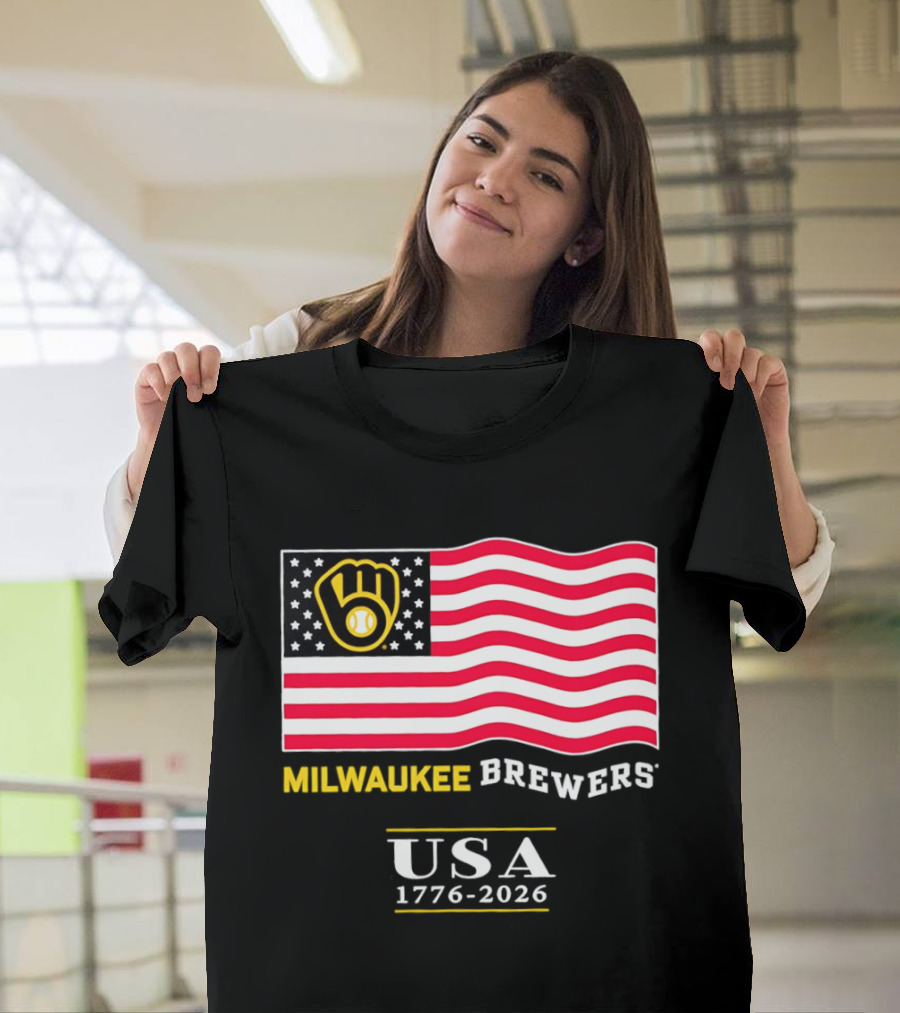 Milwaukee Brewers USA 1776 2026 American Flag Baseball Team T-Shirt
