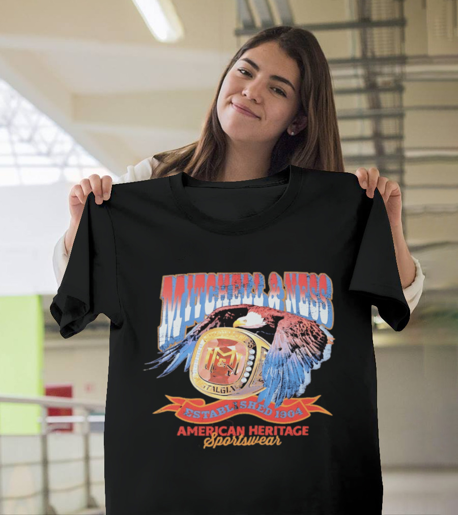 Mitchell And Ness Nostalgia Co American Heritage Sportswear Established 1904 Eagle Ring T-Shirt
