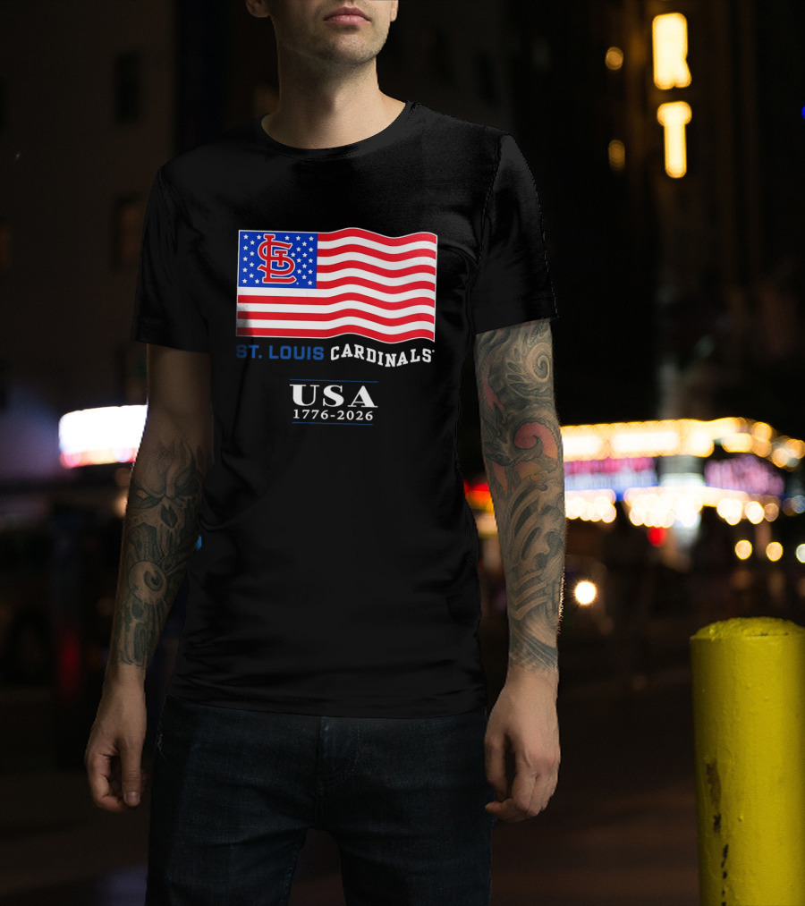 St Louis Cardinals American Flag USA 1776 2026 MLB Baseball T-Shirt