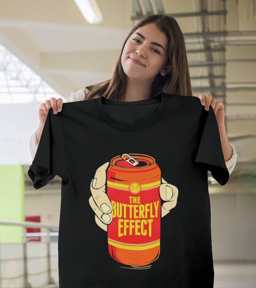 The Butterfly Effect Soda Can Vibrant Red Yellow Pop T-Shirt