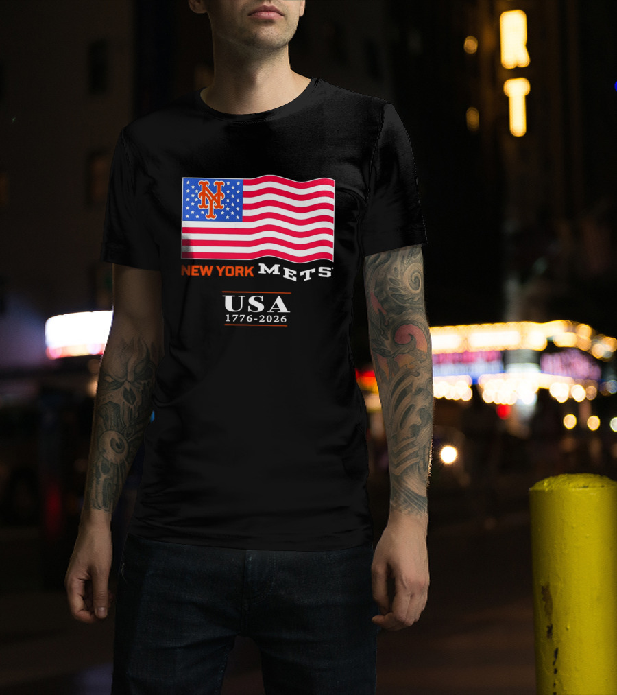 New York Mets American Flag USA 1776 2026 MLB T-Shirt