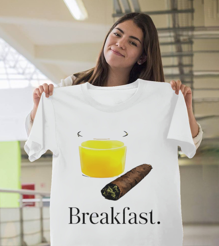 Breakfast Juice And Blunt Retro Humor With Glass And Cigar T-Shirt