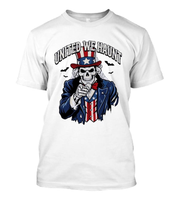 Uncle Sam Skeleton Pointing United We Haunt Halloween Bats T-Shirt