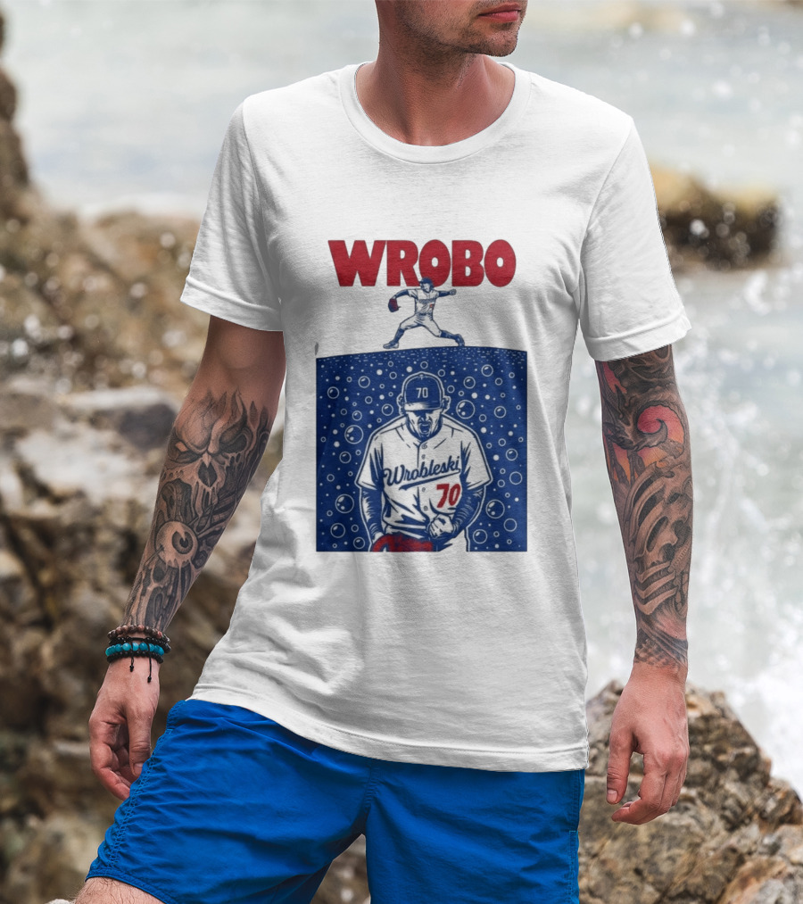 Wrobo Wrobleski 70 Baseball Pitcher Bubble T-Shirt