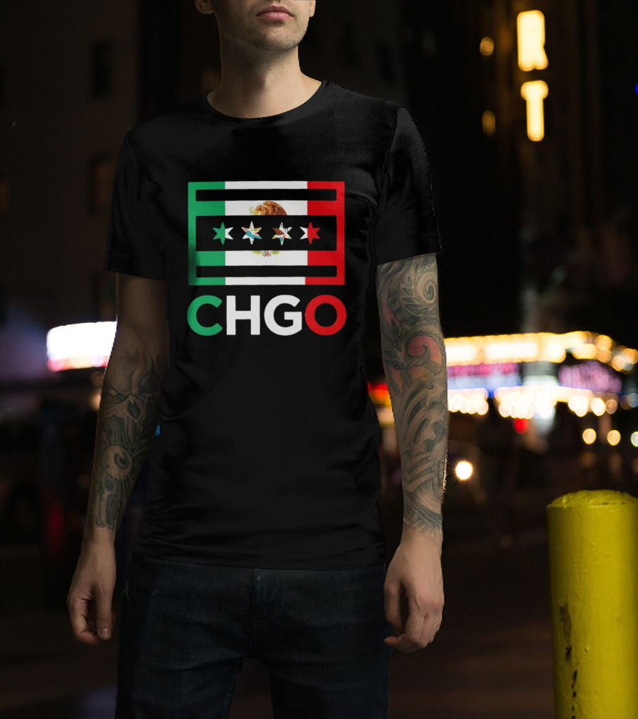 CHGO Mexico Flag Colors With Eagle And Stars T-Shirt
