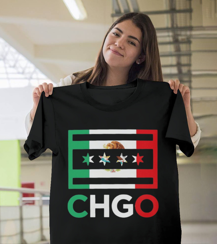 CHGO Mexico Flag Colors With Eagle And Stars T-Shirt