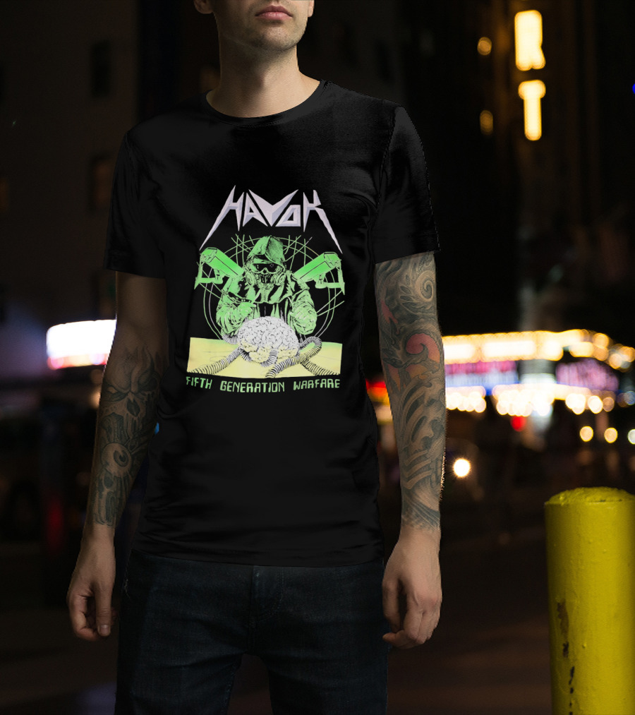 Havok Fifth Generation Warfare Mask Guns Skull T-Shirt