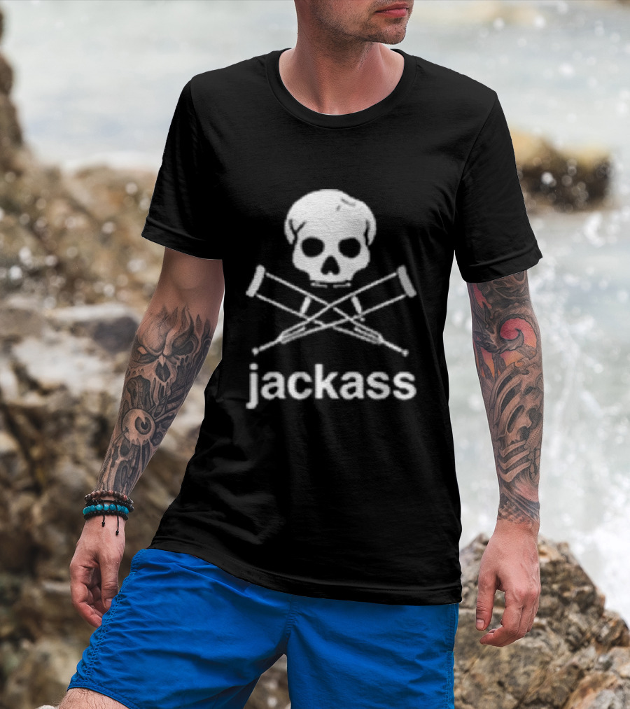 Jackass Skull Crutches Logo Ryan Dunn Toy Car Butt X Ray T-Shirt