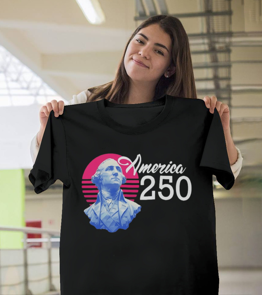 George Washington America 250 Synthwave Retro Bust T-Shirt