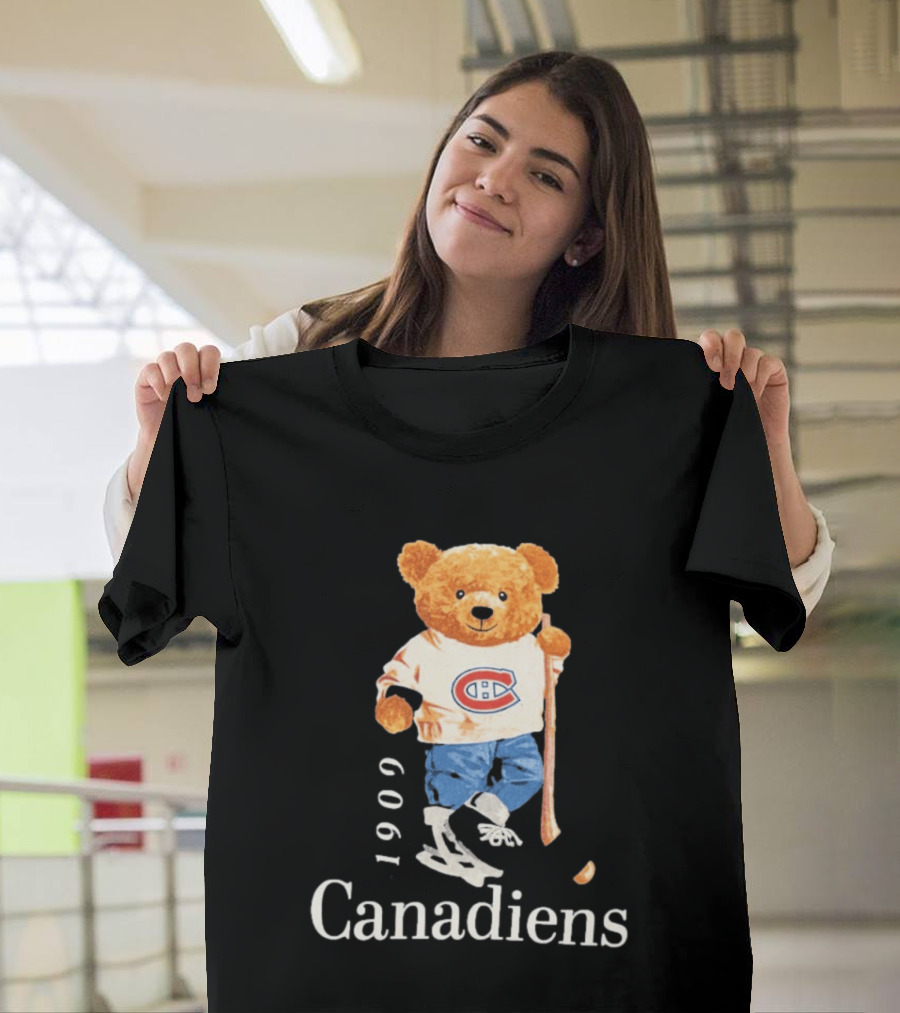 Montreal Canadiens 1909 Hockey Bear With Stick And Skates T-Shirt