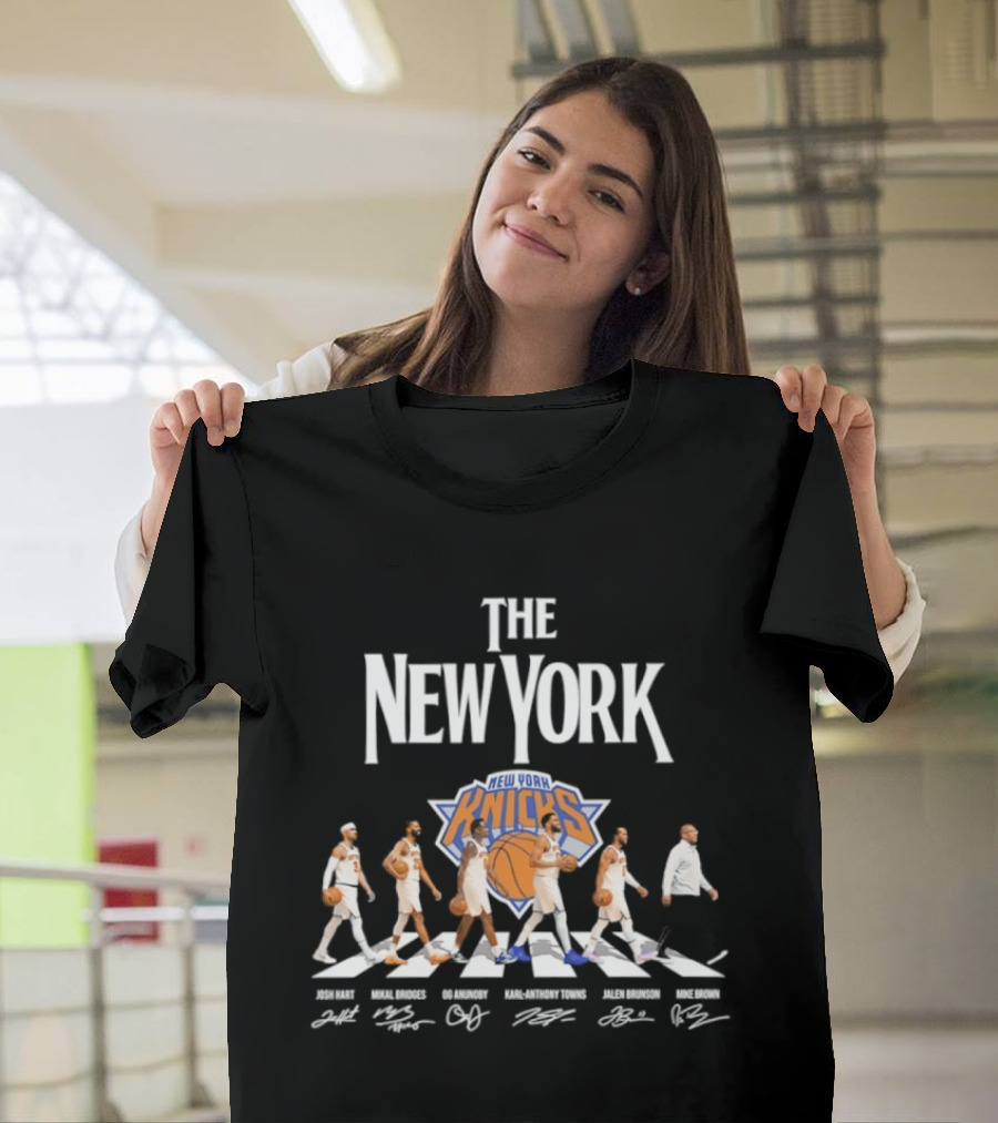 The New York Knicks Josh Hart Mikal Bridges OG Anunoby Karl Anthony Towns Jalen Brunson Abbey Road Signatures T-Shirt