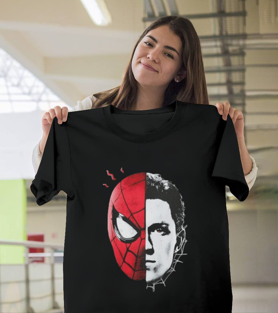 Tom Holland Spider Man Split Face Marvel Mashup T-Shirt