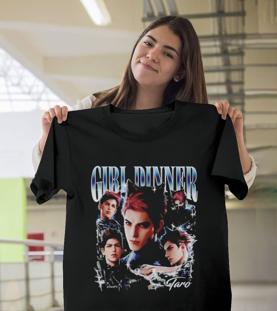 Girl Dinner Taro Valko Anime Character Faces T-Shirt