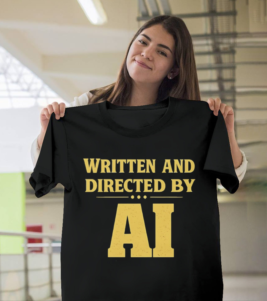 Written And Directed By AI Text Yellow Font T-Shirt