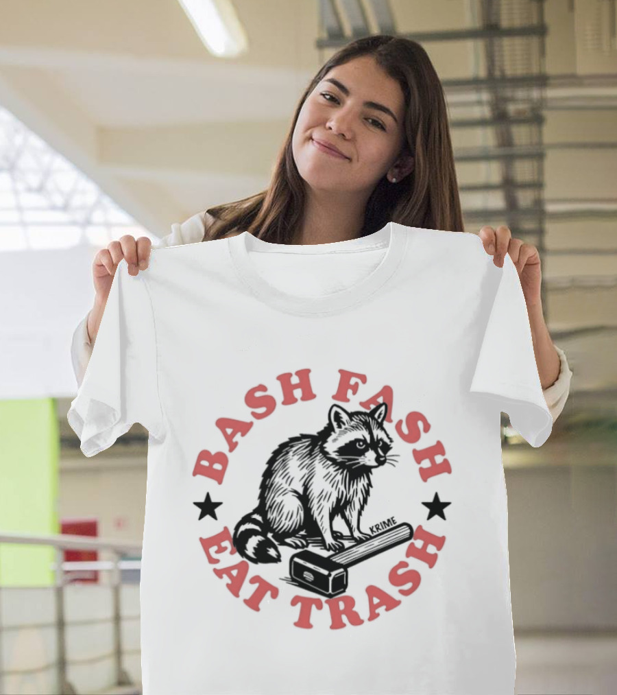 Raccoon Bash Fash Eat Trash Antifa Slogan Star T-Shirt