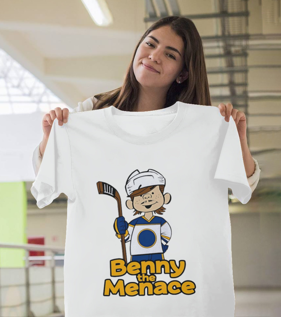 Benny The Menace Jordan Binnington St Louis Blues NHL Hockey Player Cartoon T-Shirt