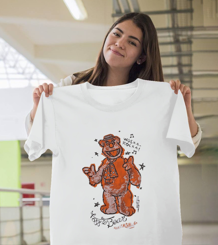 Fozzie Bear Wocka Rocka Rock N Roller Muppet Tie Star Music Notes T-Shirt