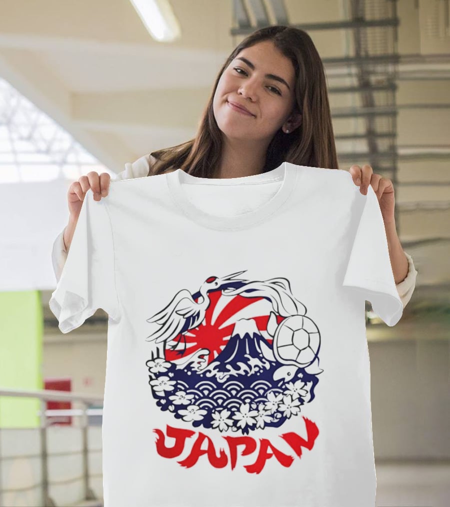 Japan Mt Fuji Crane Turtle Sakura Rising Sun Symbolism T-Shirt