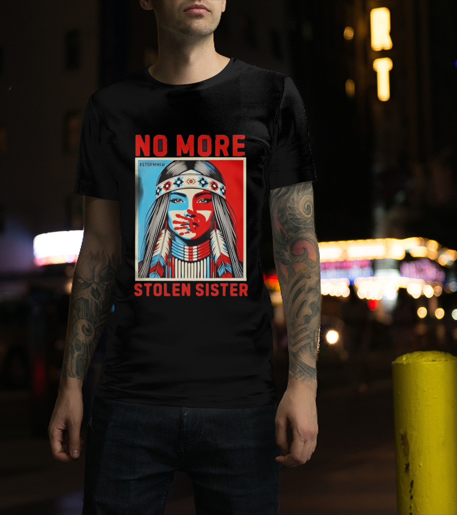 NO MORE Red Handprint STOPMMIW Stolen Sister Indigenous Awareness T-Shirt