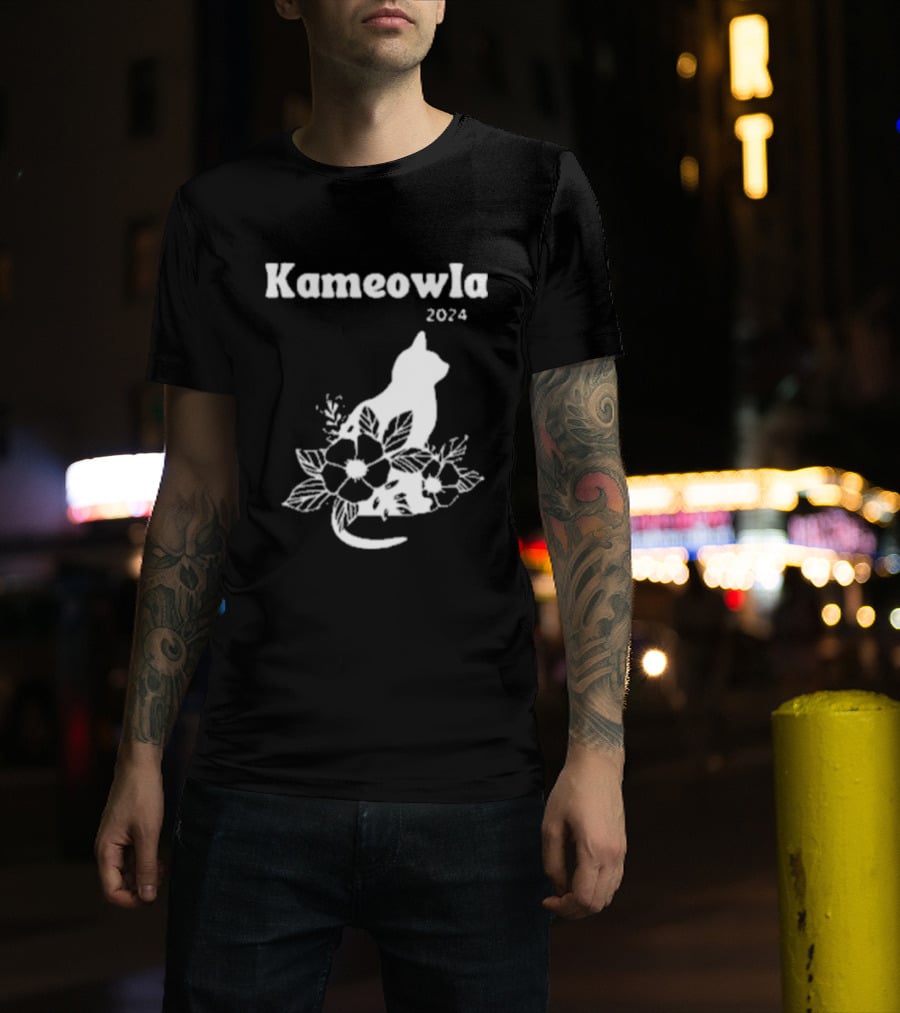 Kameowla 2024 Cat Floral Theme Kamala Cat Lady T-Shirt