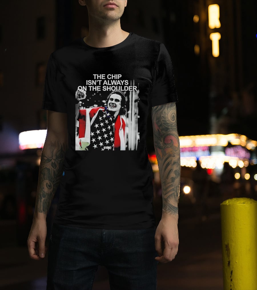 The Chip Isn't Always On The Shoulder Stars And Stripes Tribute NHL Jack Hughes T-Shirt