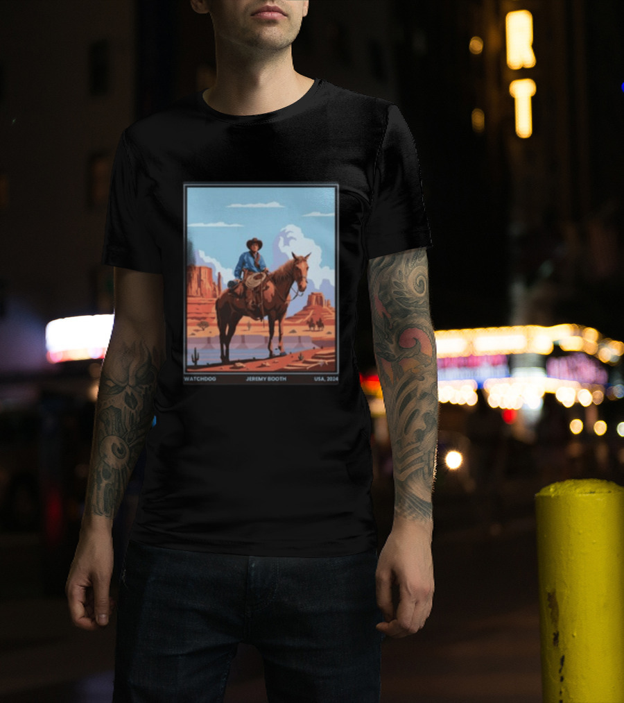 Dog Jeremy Booth USA 2020 Cowboy And Horse Desert Scene T-Shirt