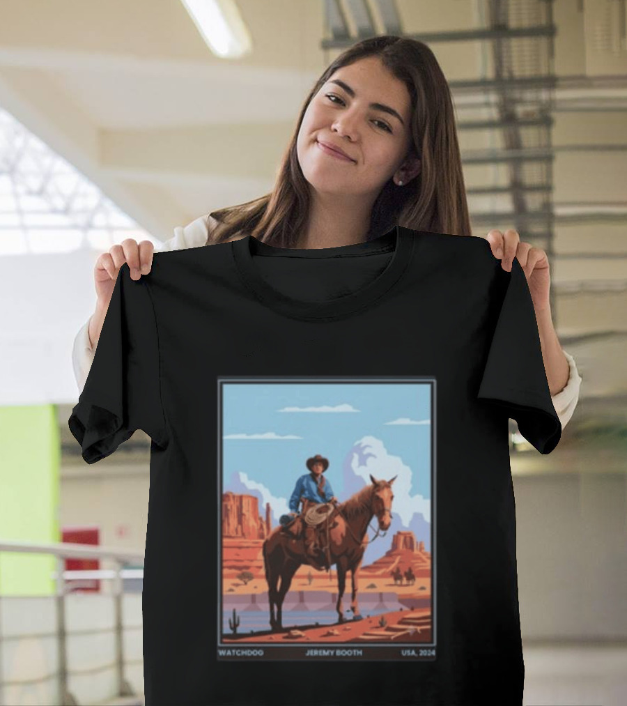 Dog Jeremy Booth USA 2020 Cowboy And Horse Desert Scene T-Shirt