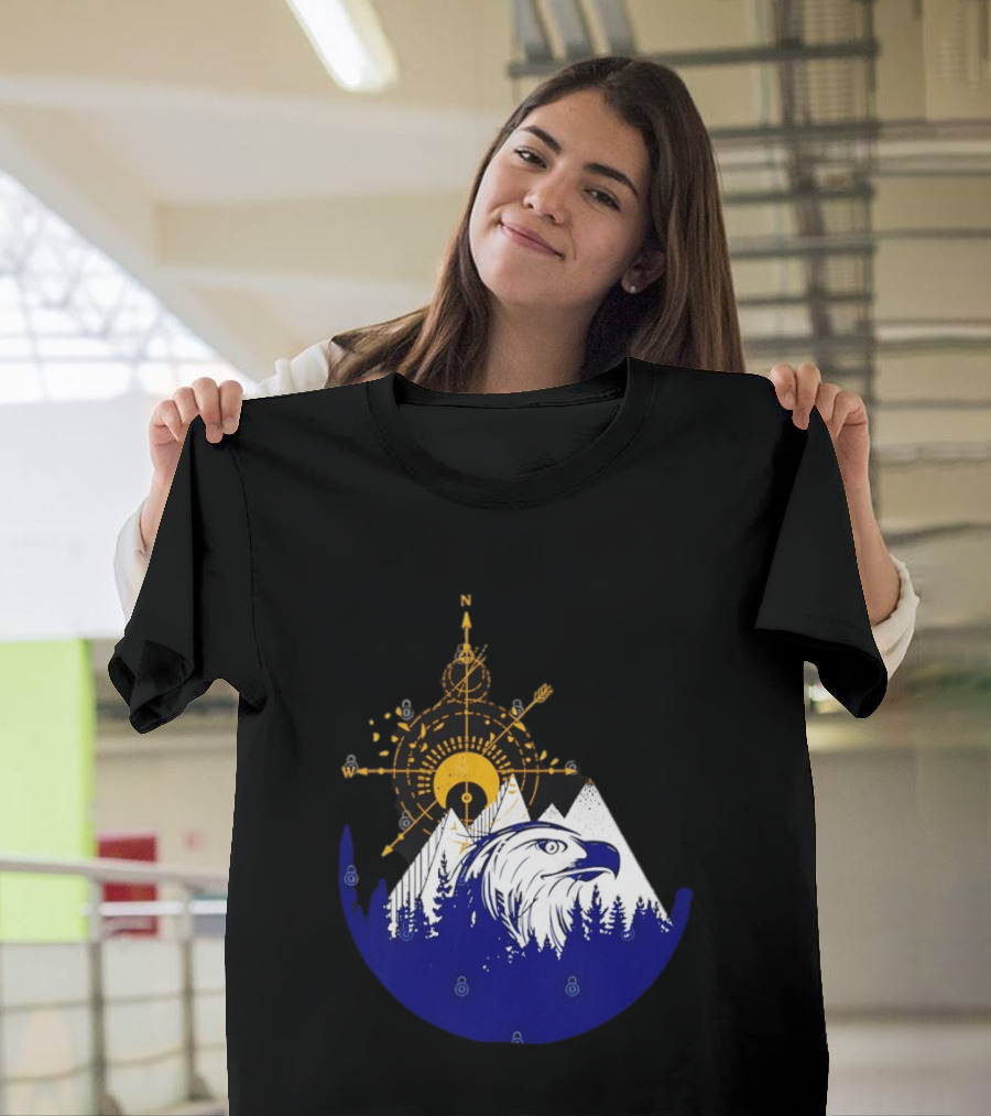 Eagle And Compass With Mountain Forest T-Shirt
