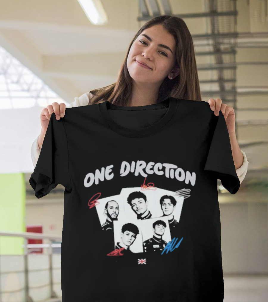 One Direction Band Portraits With Red And Blue Accents T-Shirt