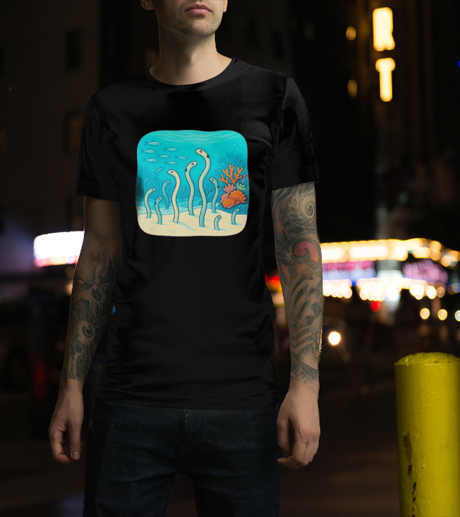Garden Eels Reef Hawaii With Colorful Coral And Tropical Fish T-Shirt