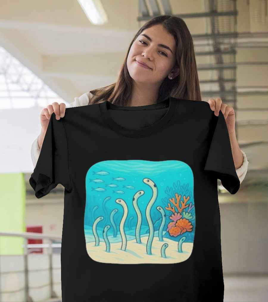 Garden Eels Reef Hawaii With Colorful Coral And Tropical Fish T-Shirt
