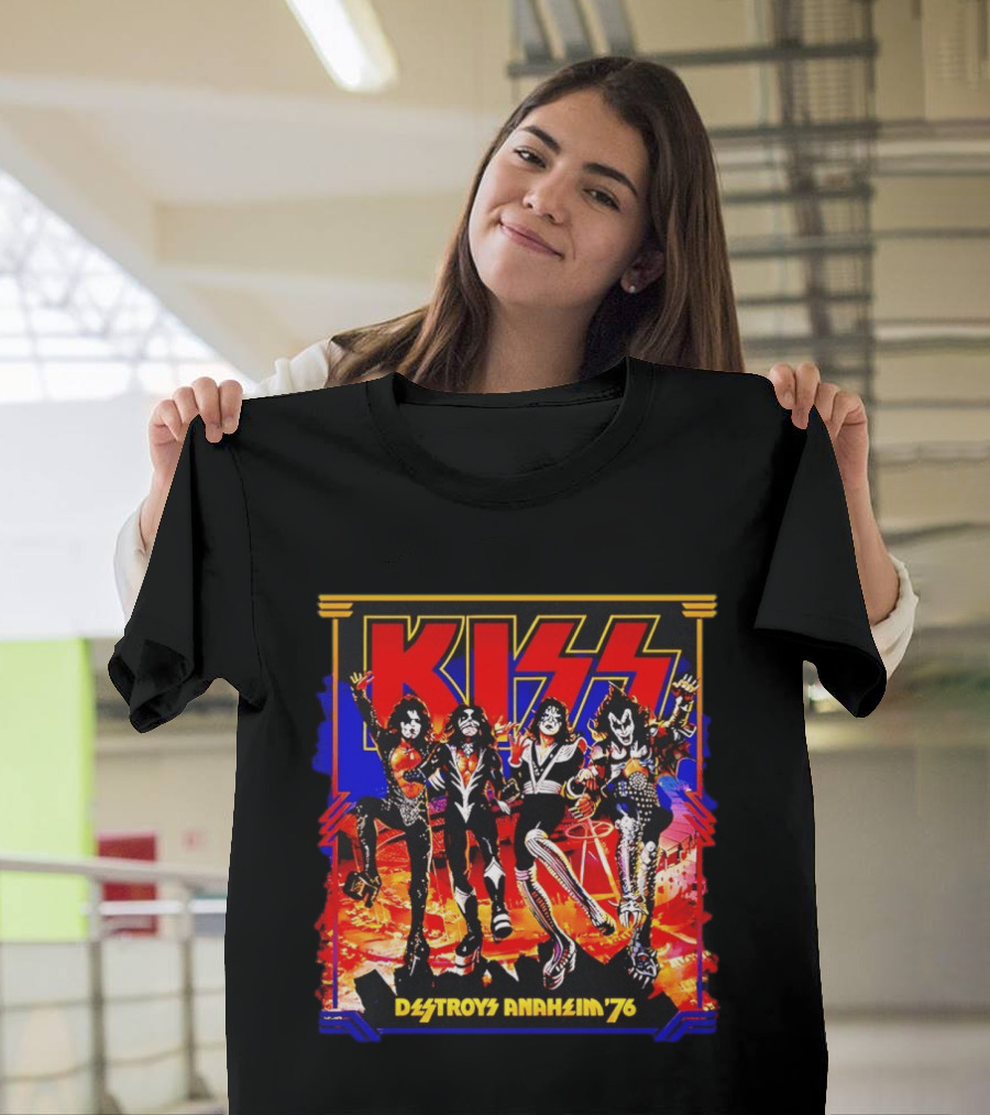 KISS Destroys Anaheim 76 Band Photo Arena Show T-Shirt