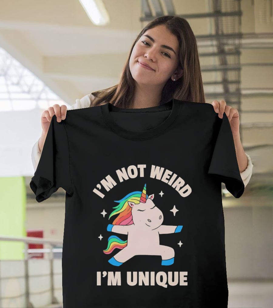 I'm Not Weird I'm Unique Unicorn Dabbing Rainbows T-Shirt
