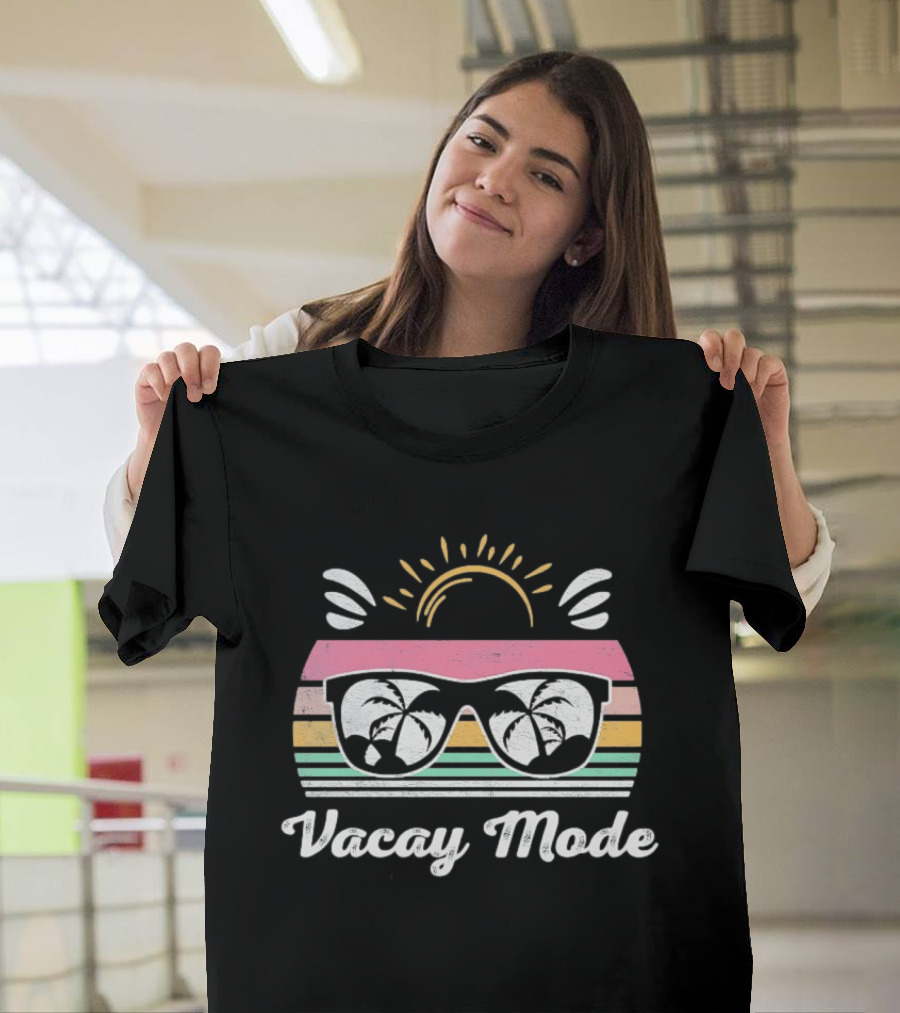 Vacay Mode Sunglasses Palm Tree Sunset Reflection T-Shirt