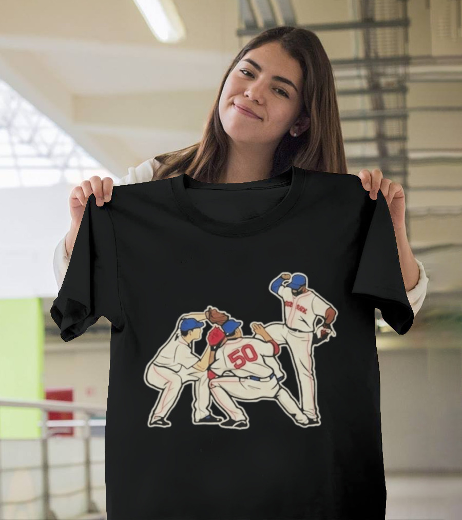 Red Sox Mookie Betts Jackie Bradley Jr Andrew Benintendi Win Dance Repeat Baseball Players Boston Team Celebration T-Shirt