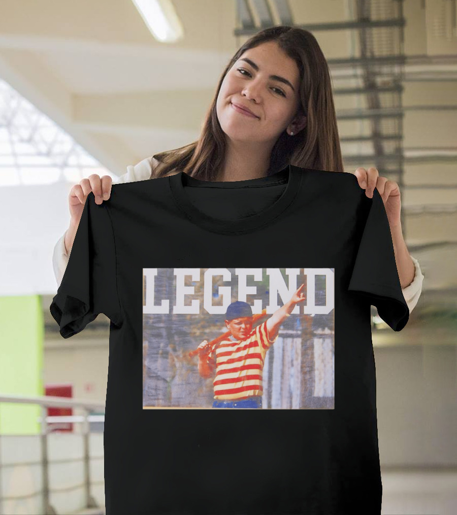 Sandlot Legend Striped Kid Holding Bat Pointing T-Shirt