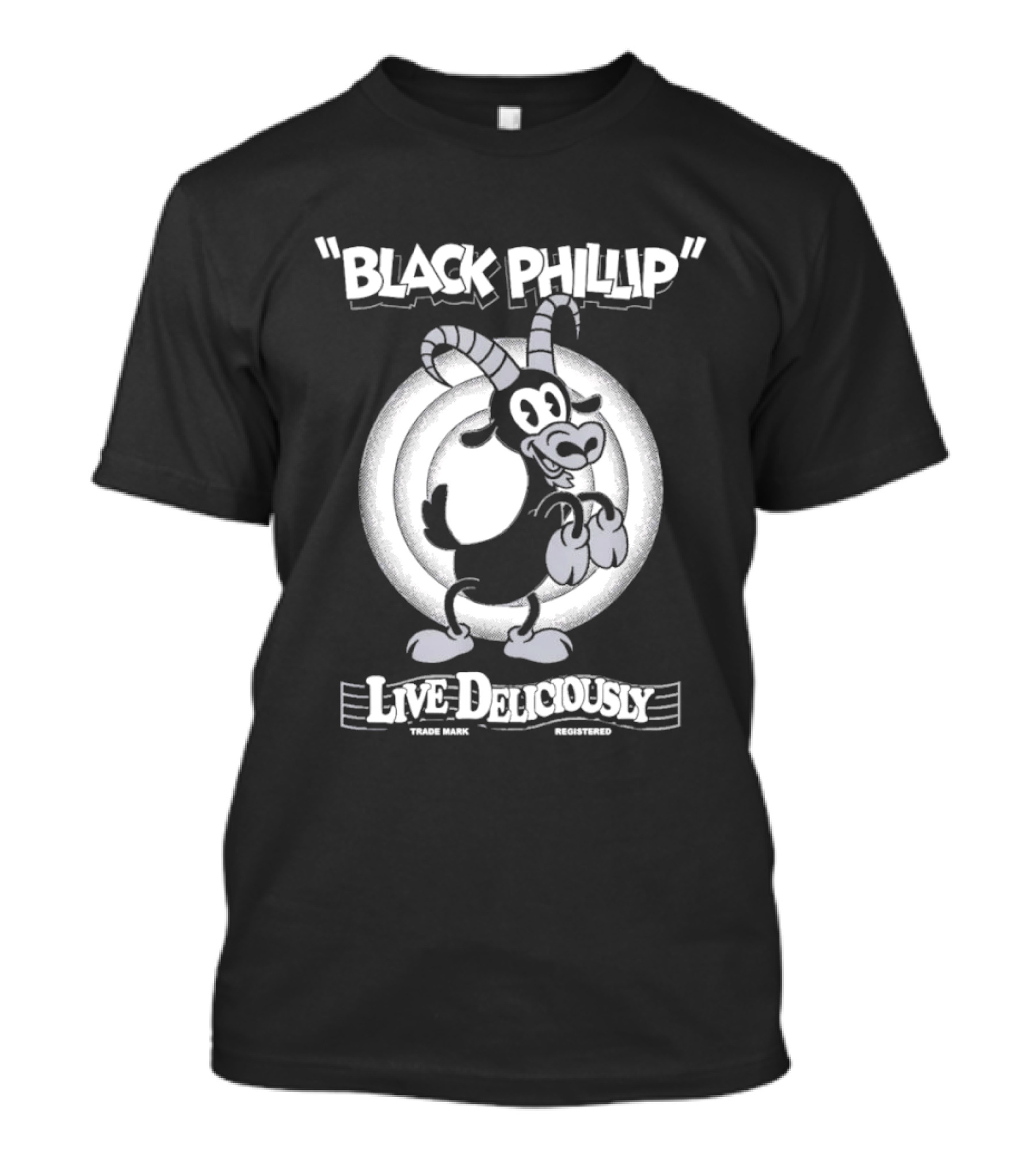 Black Phillip Live Deliciously Retro Cartoon Goat T-Shirt