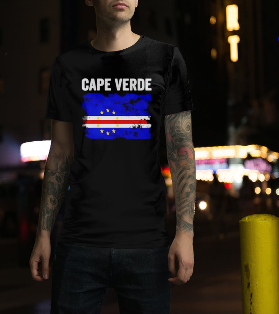Cape Verde Distressed Flag Design Six Yellow Stars T-Shirt