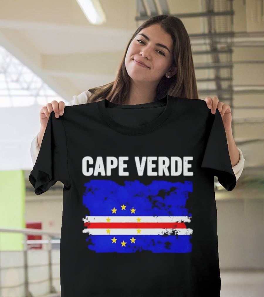 Cape Verde Distressed Flag Design Six Yellow Stars T-Shirt