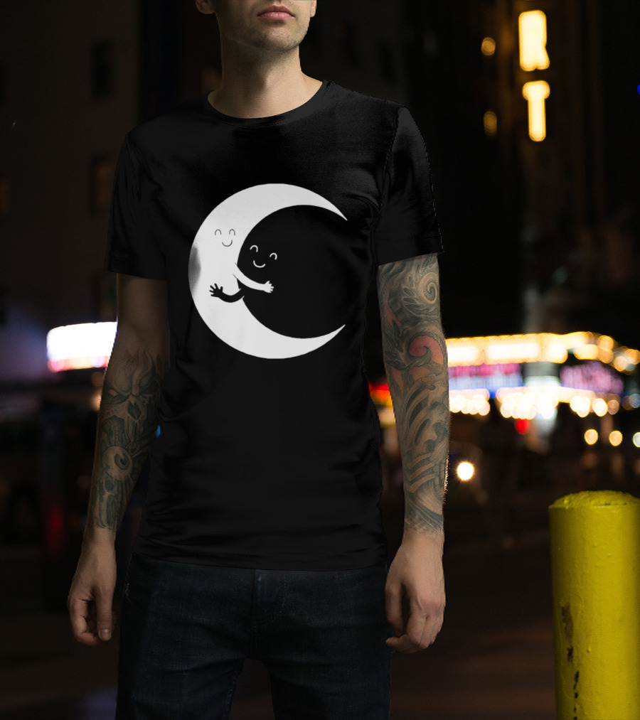 Celestial Hugging Moon Crescent Night Sky Space T-Shirt