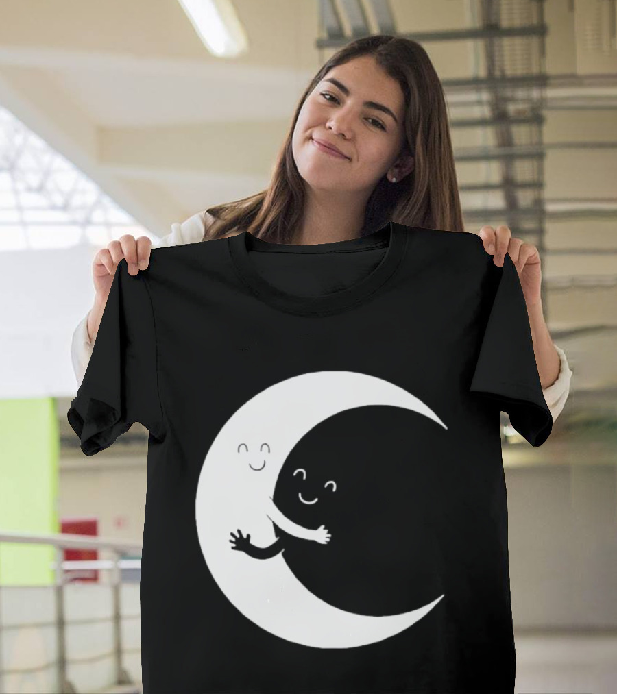Celestial Hugging Moon Crescent Night Sky Space T-Shirt