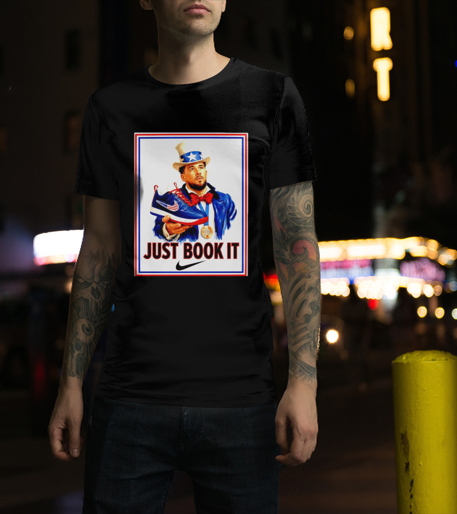 Just Book It Devin Booker Uncle Sam Gold Medal Nike Sneaker T-Shirt