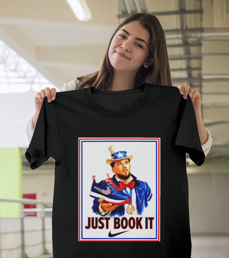 Just Book It Devin Booker Uncle Sam Gold Medal Nike Sneaker T-Shirt