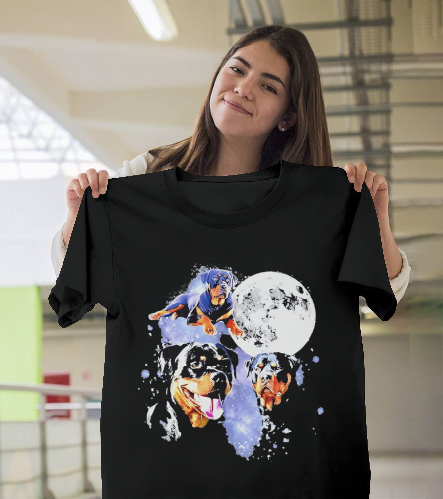 Rottweiler Galaxy Moon Space Celestial Dog Breed Lover Pet Owner Lunar Canine Adventure T-Shirt