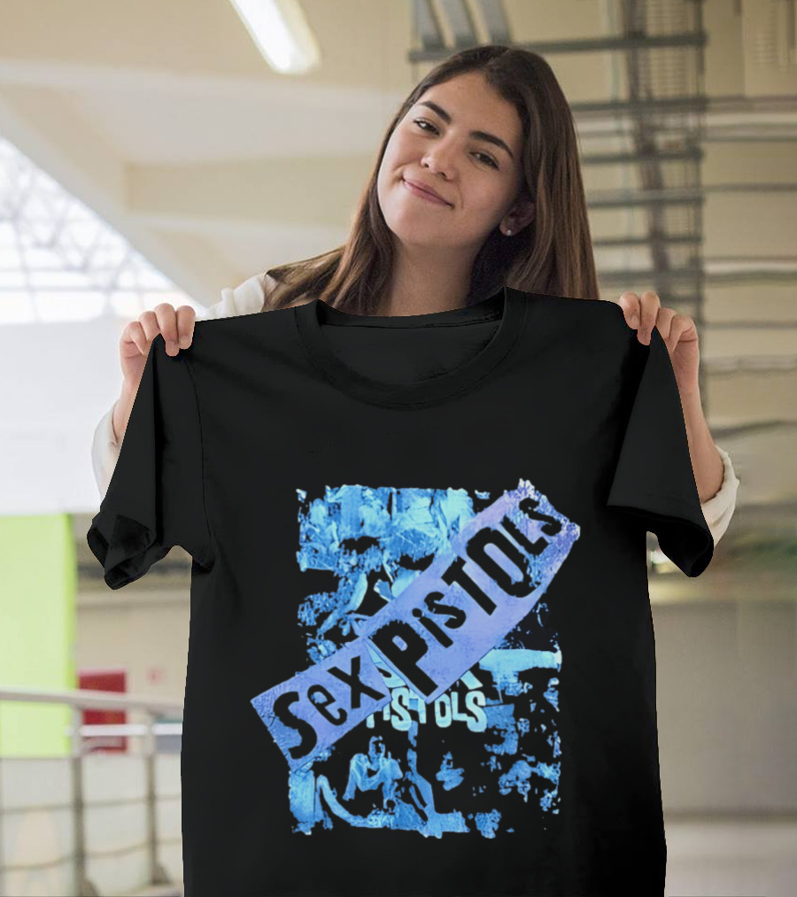 Sex Pistols Distressed Blue Photo Collage T-Shirt