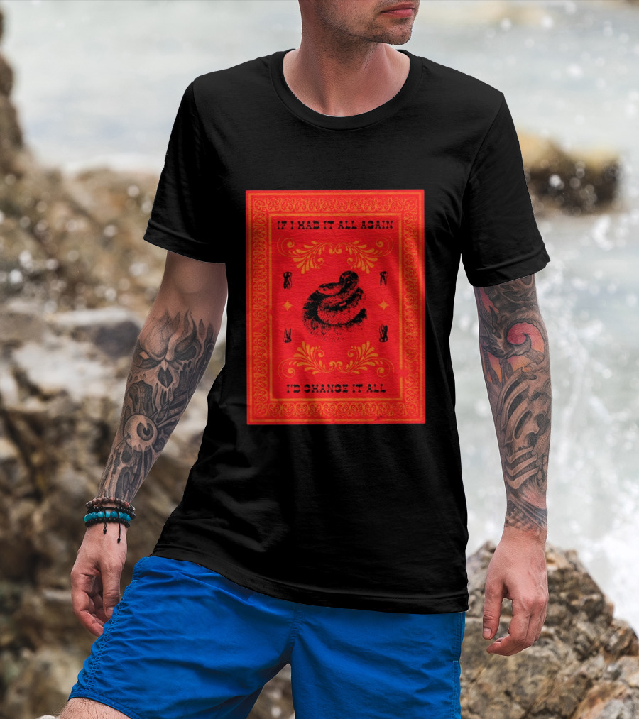 If I Had It All Again I'd Change It All Rattlesnake Western Red Bandana T-Shirt